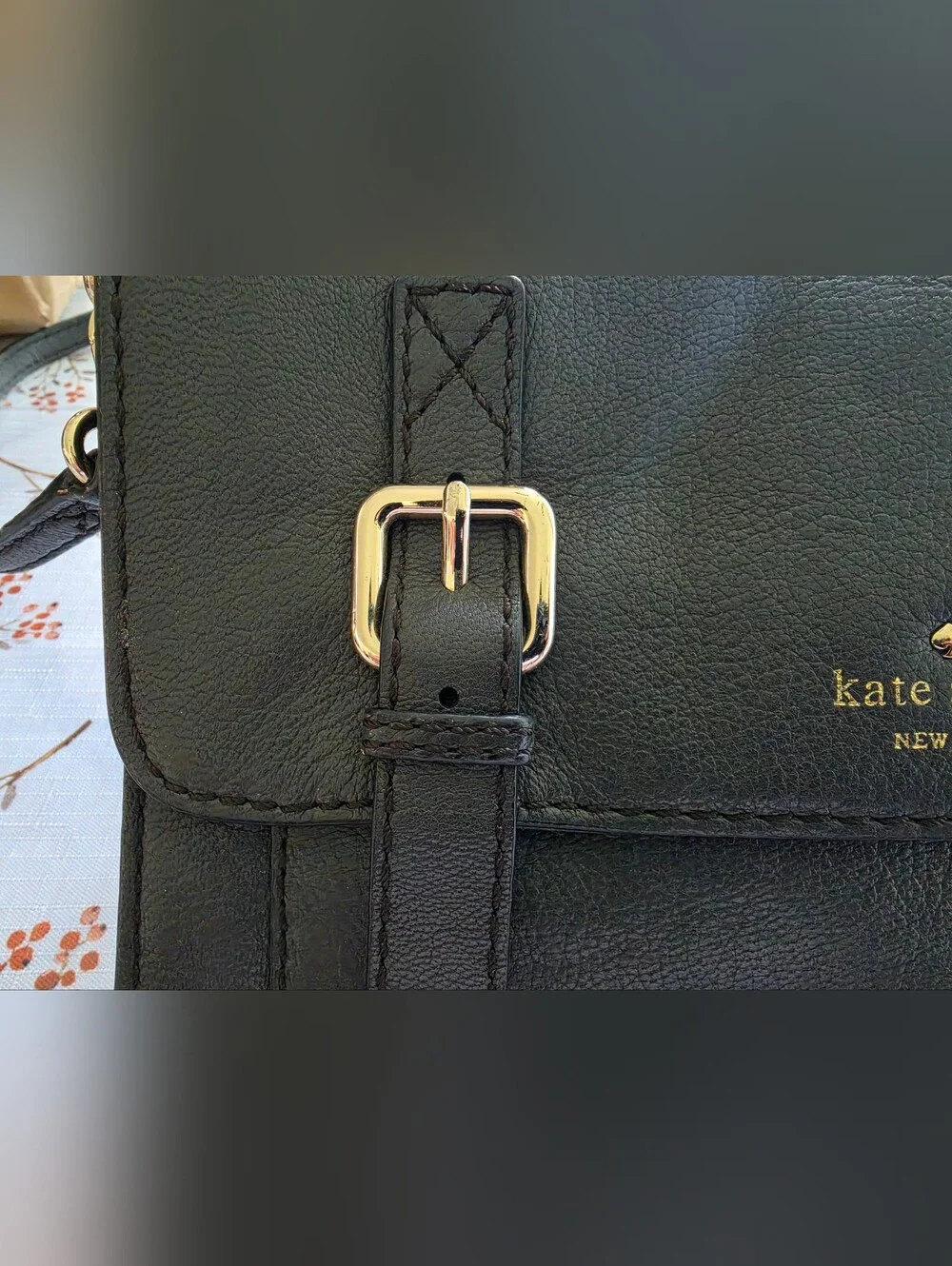 kate spade Black Leather Satchel with Gold Hardware